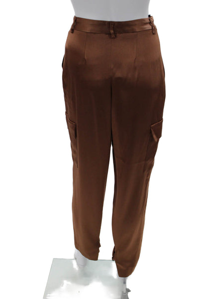 Babaton Womens Cargo Dress Pants Brown Triacetate Blend Size 6