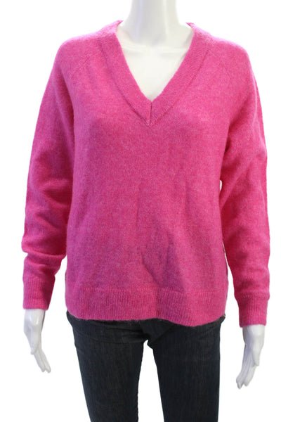 Selected Femme Women Pullover Sweater V Neck Long Sleeve Pink Size S