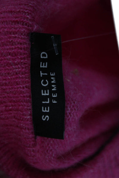 Selected Femme Women Pullover Sweater V Neck Long Sleeve Pink Size S