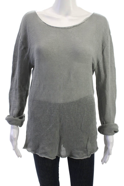 Zara Womens Basic Long Sleeve Round Neck Gray Polyester Top Size L
