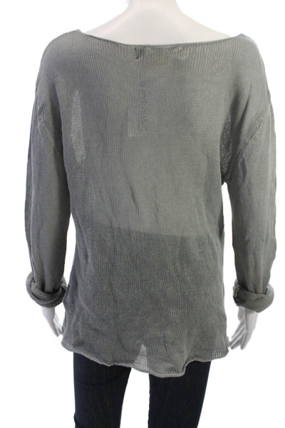 Zara Womens Basic Long Sleeve Round Neck Gray Polyester Top Size L