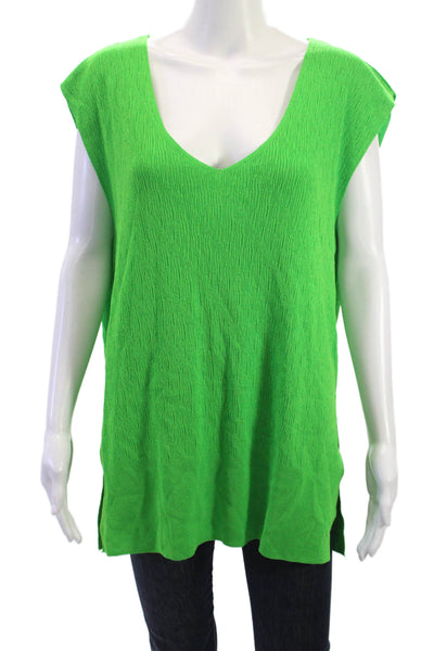 Zara Womens Sleeveless V-Neck Tunic Green Size M