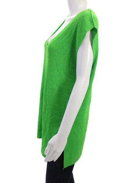 Zara Womens Sleeveless V-Neck Tunic Green Size M