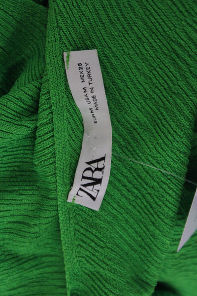 Zara Womens Sleeveless V-Neck Tunic Green Size M