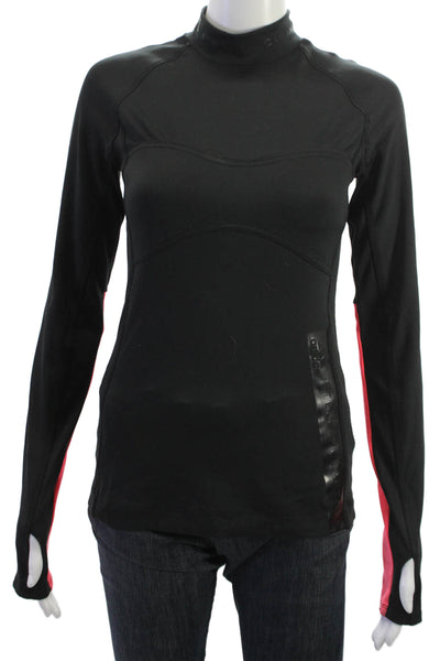 Stella McCartney Womens Color Block Laser Detail Active Top Black Orange Size S