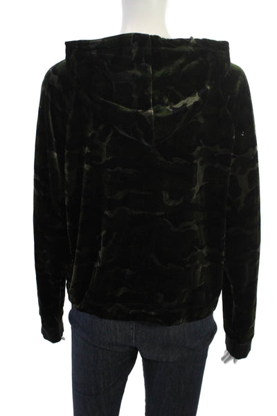Pam & Gela Women Pullover Hoodie Black Camo Drawstring Long Sleeve Size M