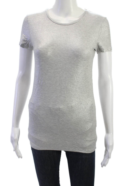 Majestic Filatures Womens Basic Gray Crew Neck Short Sleeve T-Shirt Size 2