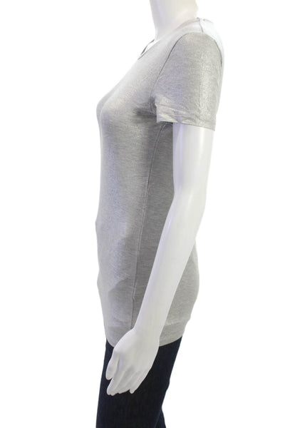 Majestic Filatures Womens Basic Gray Crew Neck Short Sleeve T-Shirt Size 2