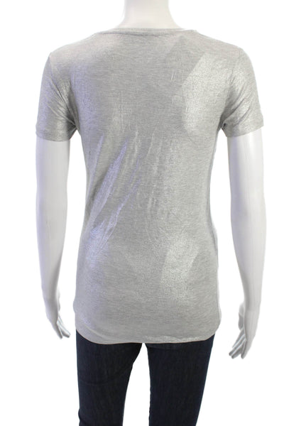 Majestic Filatures Womens Basic Gray Crew Neck Short Sleeve T-Shirt Size 2
