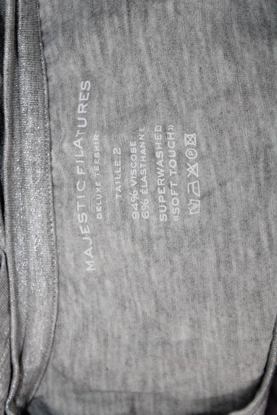 Majestic Filatures Womens Basic Gray Crew Neck Short Sleeve T-Shirt Size 2