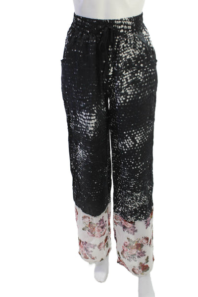 Gypsy Junkies Womens Jogger Pants Black Silk Blend Floral Size 1