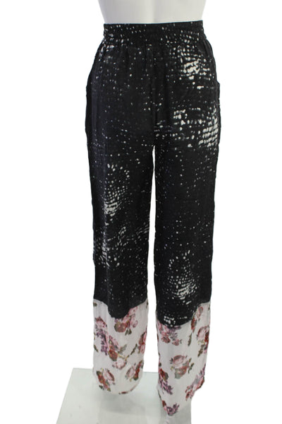 Gypsy Junkies Womens Jogger Pants Black Silk Blend Floral Size 1