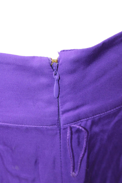 Uterque Women Purple Drawstring Dress Pants 100% Viscose Bohemian Size M