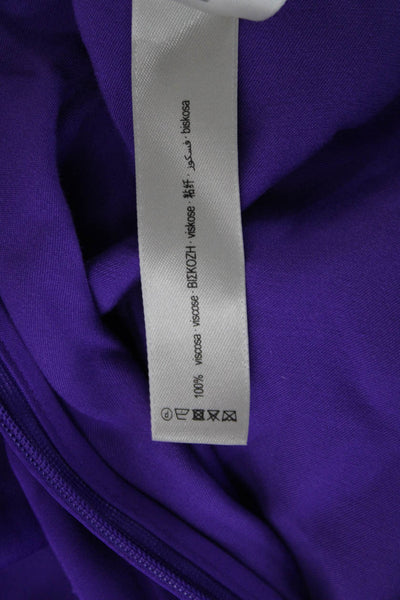 Uterque Women Purple Drawstring Dress Pants 100% Viscose Bohemian Size M