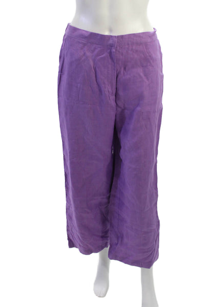 Bloomingdale's Women Cropped Linen Pants Purple Size 10P