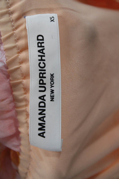 Amanda Uprichard Womens Off Shoulder Floral Romper Pink Short Sleeve Size XS