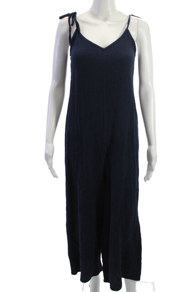 Bobi Womens Dark Blue Cotton V-Neck Sleeveless Jumpsuit Size S