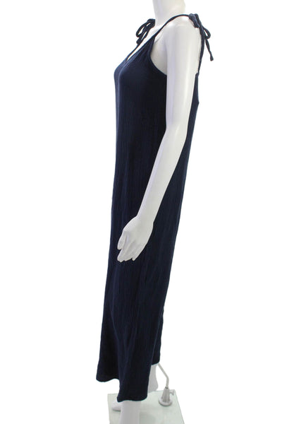 Bobi Womens Dark Blue Cotton V-Neck Sleeveless Jumpsuit Size S