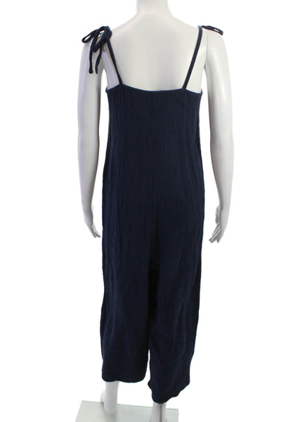 Bobi Womens Dark Blue Cotton V-Neck Sleeveless Jumpsuit Size S