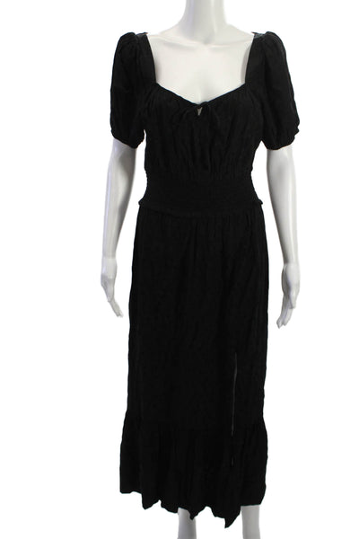 Paige Black Label Womens Maxi Dress Black Square Neck Short Sleeve Size S