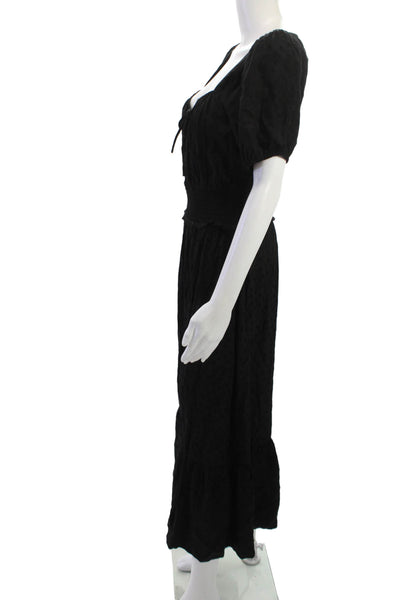 Paige Black Label Womens Maxi Dress Black Square Neck Short Sleeve Size S