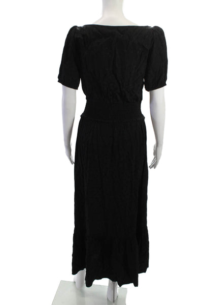 Paige Black Label Womens Maxi Dress Black Square Neck Short Sleeve Size S