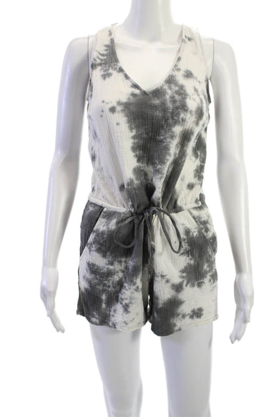 Drew Women Sleeveless Tie Dye Scoop Neck Jumpsuit Romper Gray Cotton Size XS