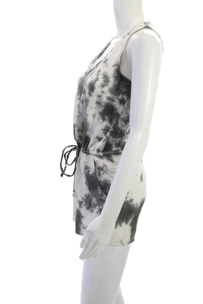 Drew Women Sleeveless Tie Dye Scoop Neck Jumpsuit Romper Gray Cotton Size XS