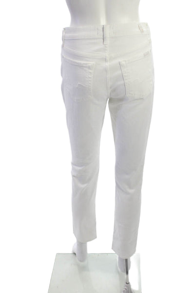 7 For All Mankind Womens Ankle Cropped High Rise White Jeans Size 25