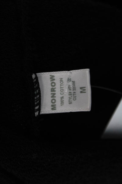 Monrow Women Pullover Sweatshirt Black Cotton Crew Neck 3/4 Sleeve Size M