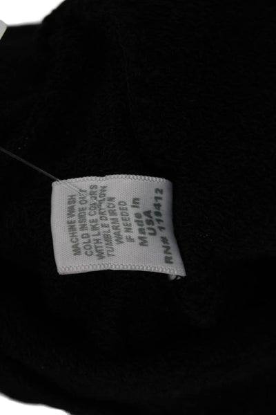 Monrow Women Pullover Sweatshirt Black Cotton Crew Neck 3/4 Sleeve Size M