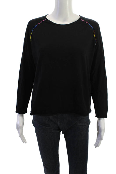 Zaket & Plover Women Basic Black Sweater 10% Silk 70% Cotton 20% Nylon Size S