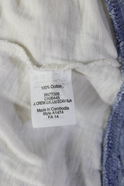 J Crew Women Ringer T-Shirt White 100% Cotton Long Sleeve Crew Neck Size M