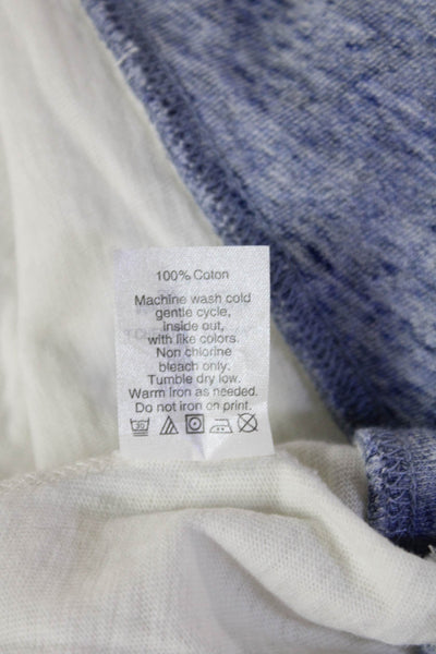 J Crew Women Ringer T-Shirt White 100% Cotton Long Sleeve Crew Neck Size M