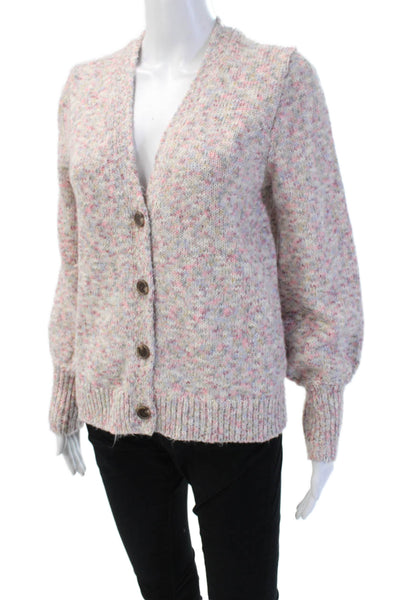 J Crew Women Cardigan Beige V Neck Button Cotton Acrylic Polyester Size S