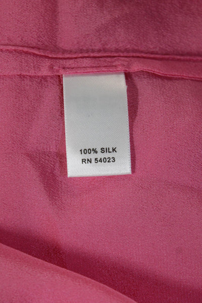 Banana Republic Womens Tunic Blouse Pink Silk V-Neck 3/4 Sleeve Button Size S