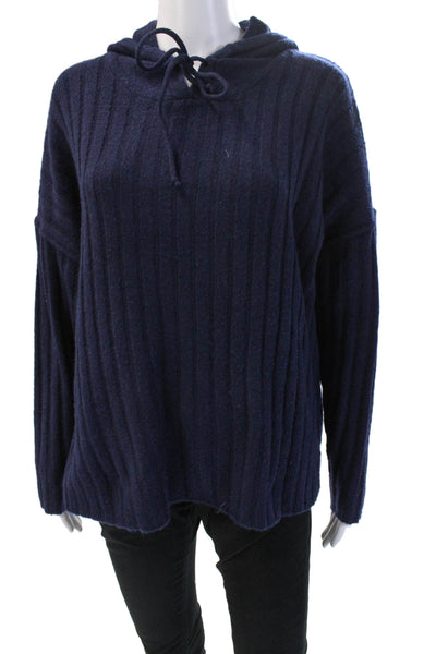 Sweet Romeo Women Pullover Hoodies Dark Blue Striped Long Sleeve Size M