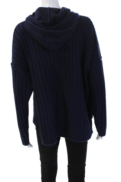 Sweet Romeo Women Pullover Hoodies Dark Blue Striped Long Sleeve Size M