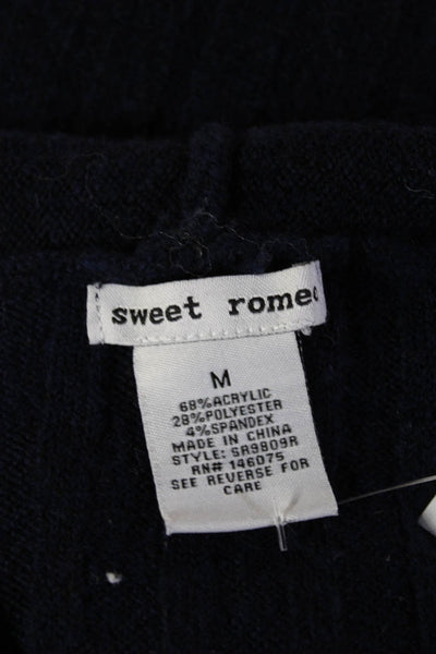 Sweet Romeo Women Pullover Hoodies Dark Blue Striped Long Sleeve Size M