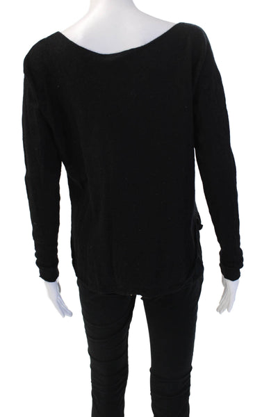 Vince Womens Designer Pullover Black Wool Cashmere Round Neck Size S