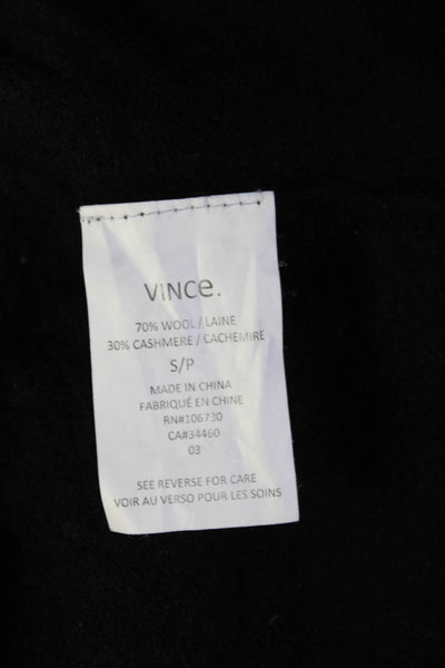 Vince Womens Designer Pullover Black Wool Cashmere Round Neck Size S