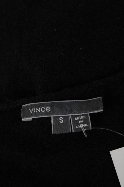 Vince Womens Designer Pullover Black Wool Cashmere Round Neck Size S