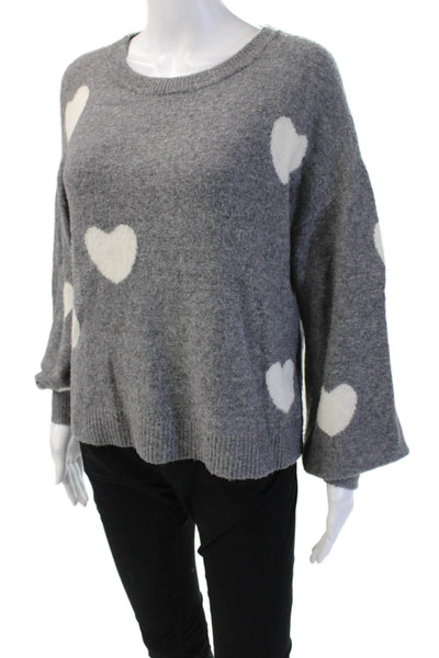 Madewell Womens Pullover Heart Crew Neck Gray Sweater Size XS