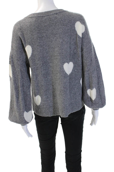 Madewell Womens Pullover Heart Crew Neck Gray Sweater Size XS