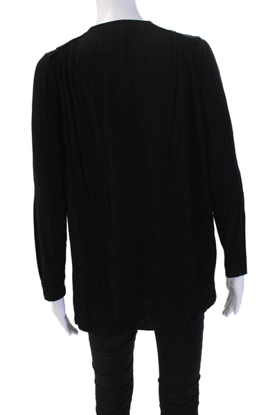 Splendid Womens Boho Tunic Black Roundneck Long Sleeve Drawstring Rayon Size XS