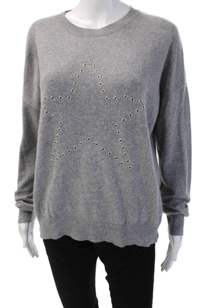 Aqua Cashmere Womens Pullover Sweater Gray Cashmere Star Graphic Size S