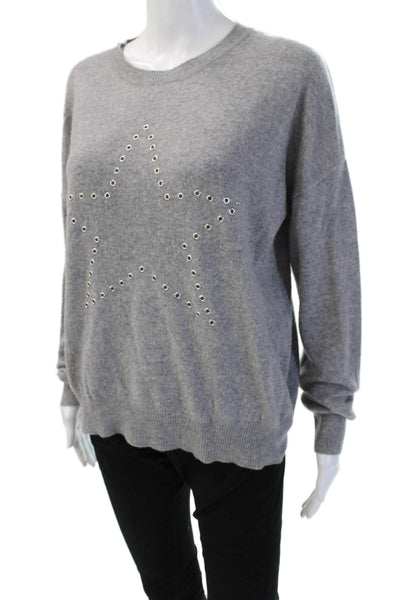 Aqua Cashmere Womens Pullover Sweater Gray Cashmere Star Graphic Size S