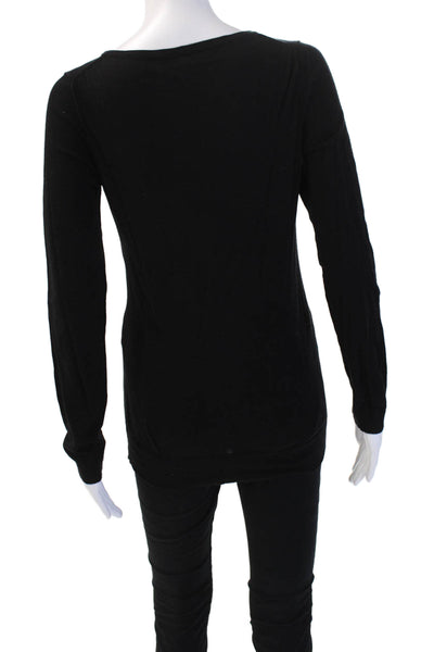 J Crew Womens Black V Neck Long Sleeve Basic Sweater Polyester Blend Size S