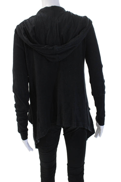 Splendid Womens V Neck Black Cardigan Hoodie Supima Modal Blend Size M