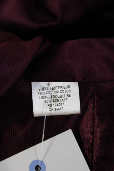 Milly Womens Blazer Purple Cotton Long Sleeve Size 8